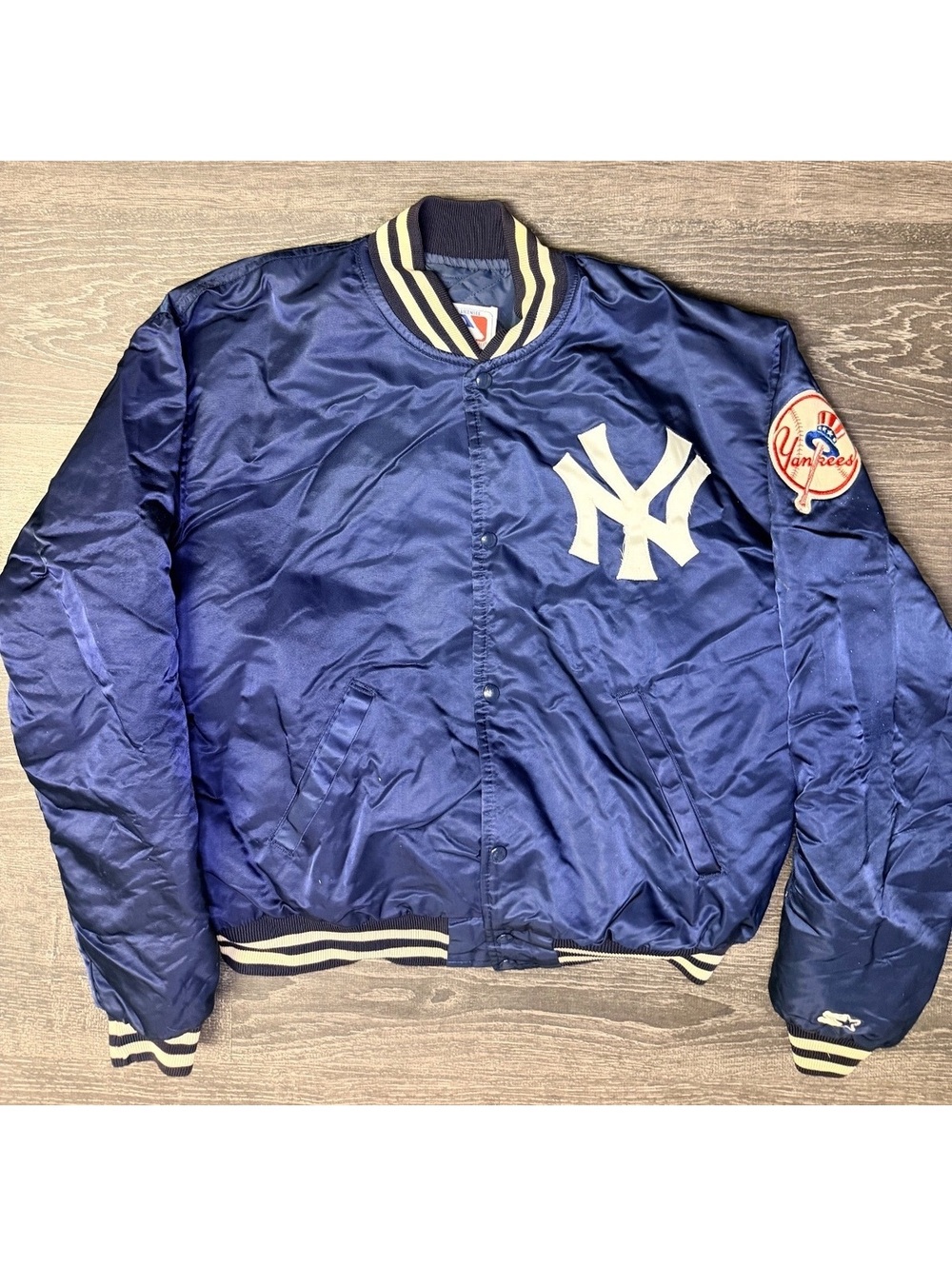 Vintage Starter New York Yankees Diamond Collection Satin Bomber Jacket MLB